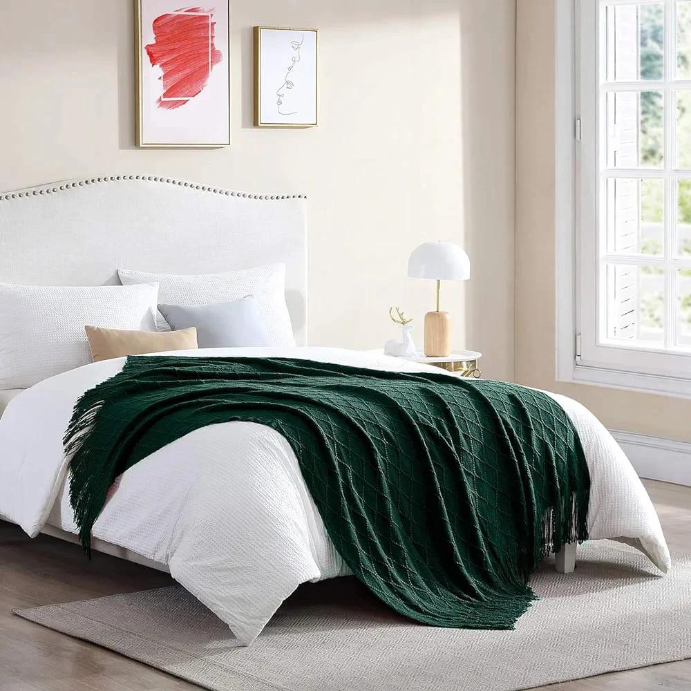 High-Quality Knitted Tassel Throw Blanket Acrylic Cashmere Decorative Sofa and Bed Shawl Blankets