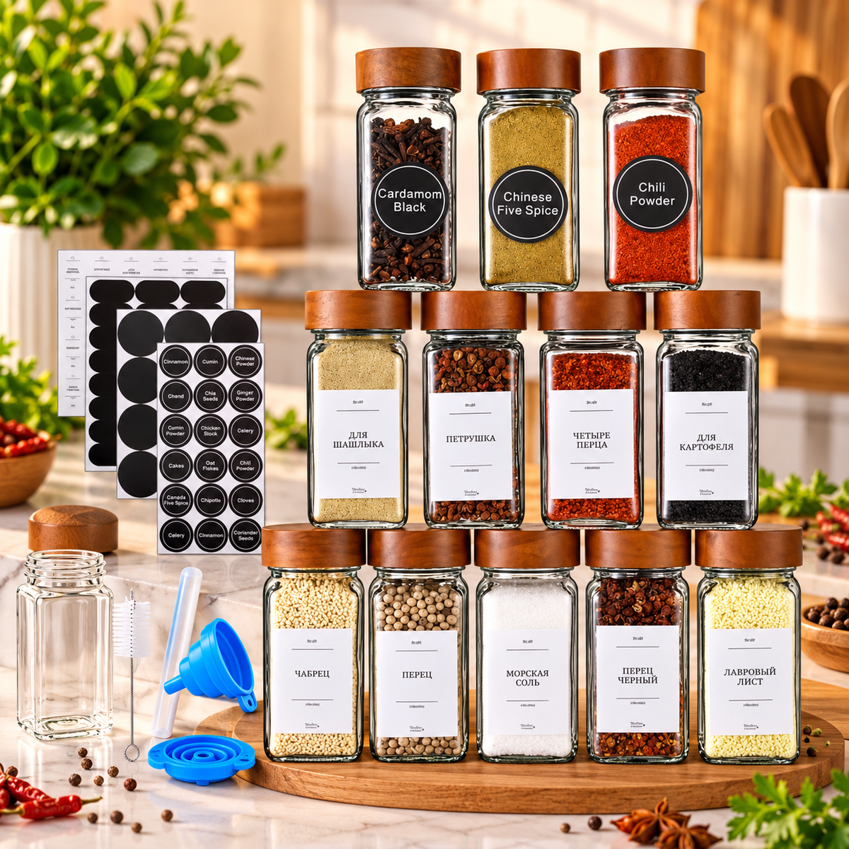 Glass Storage Jars Set 18 Piece For Home Cooks With Funnel Home & Garden Food Storage Containers