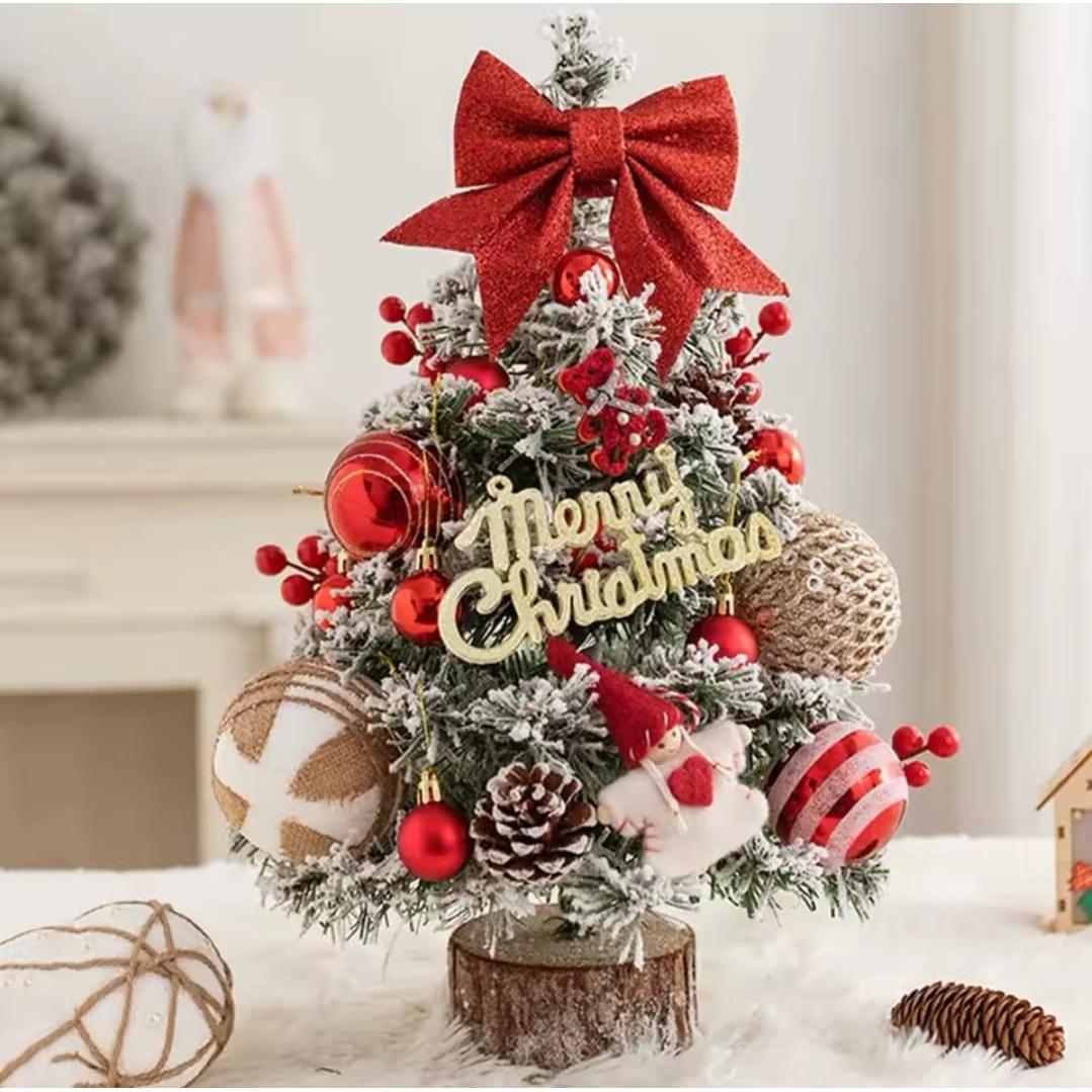 Tabletop Christmas Tree with Decor and Lights – 45cm Height