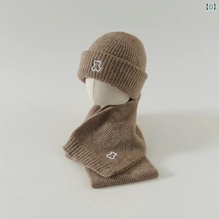 Kids Bear Beanie Hat & Scarf Set Winter set Clothing