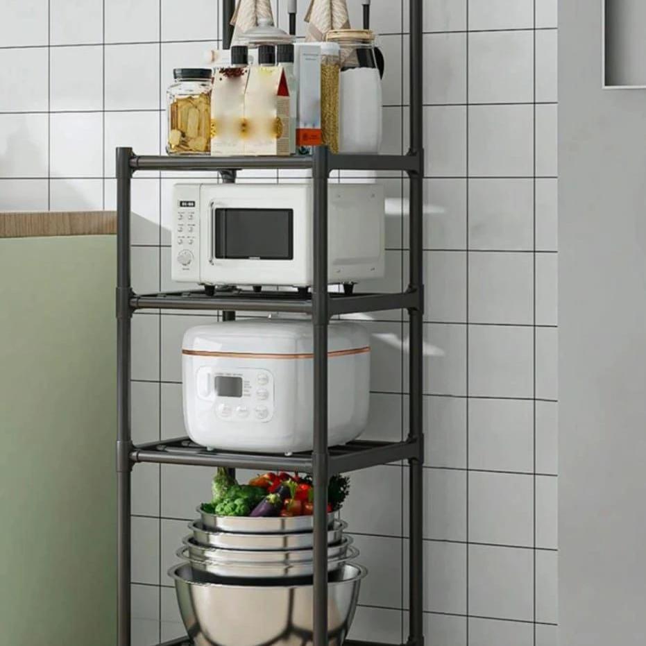 4 Layers Multipurpose Storage Rack - Black Metal Storage Cabinets & Lockers