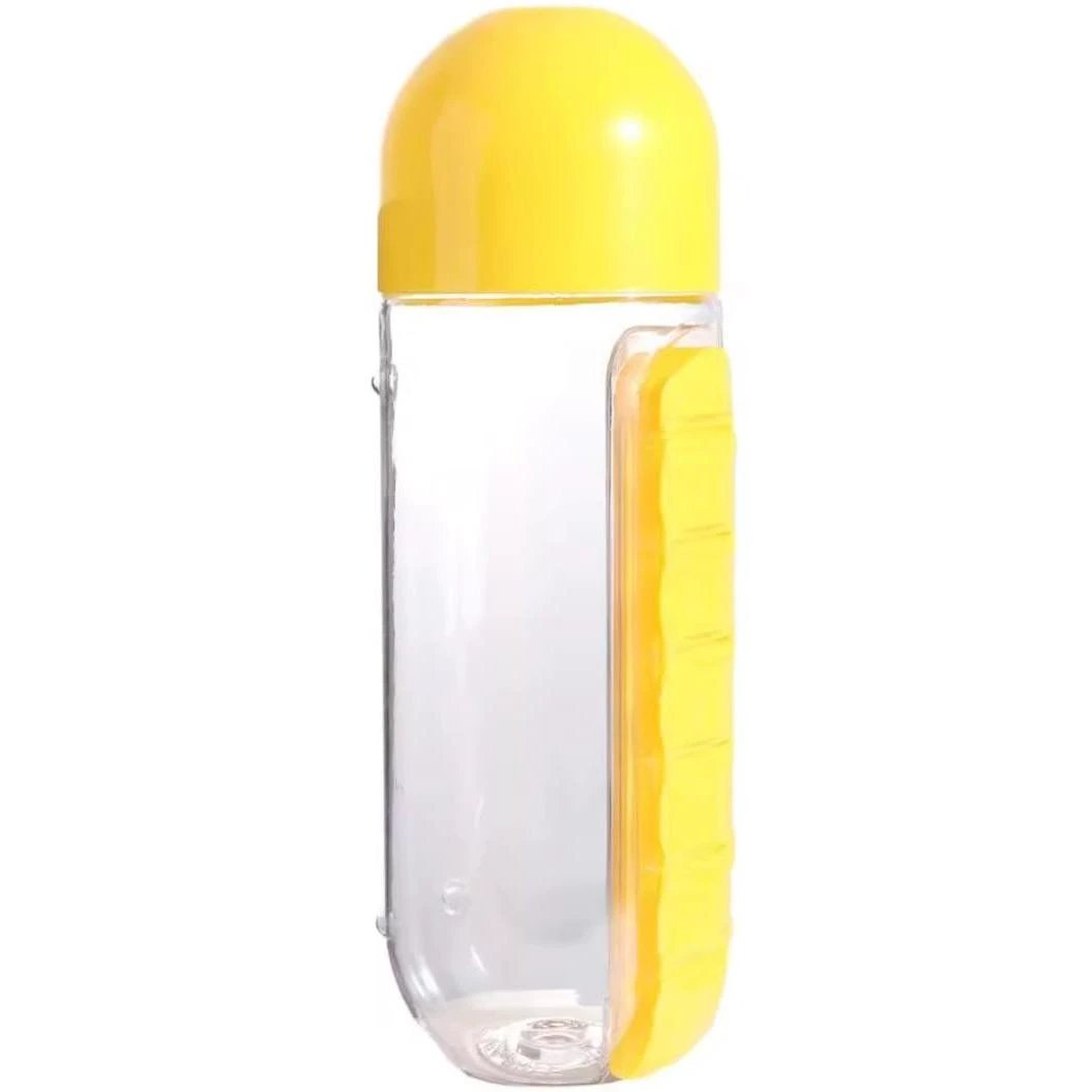 7-Day Pill Organizer Water Bottle 600ml BPA-Free Leakproof Design Pillboxes