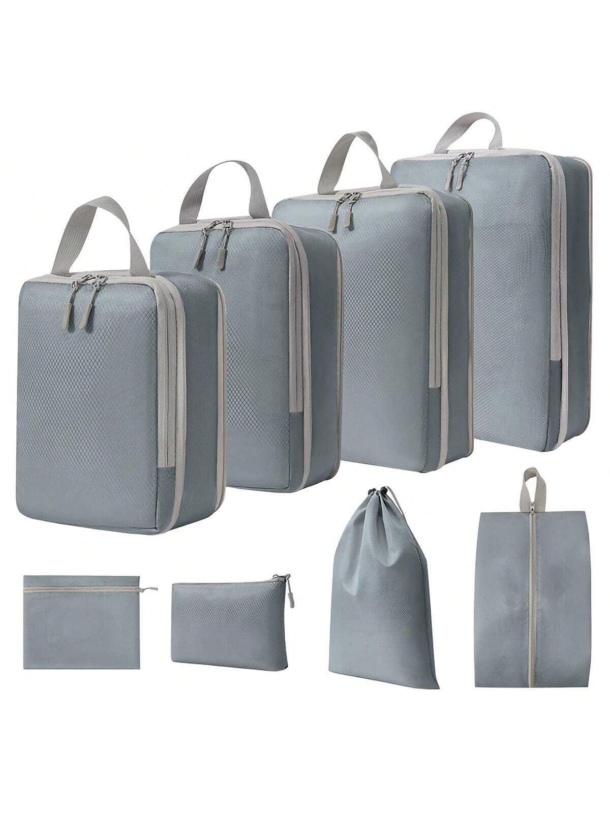 8pcs Compressible Travel Packing Cubes Waterproof Luggage Organizer Set