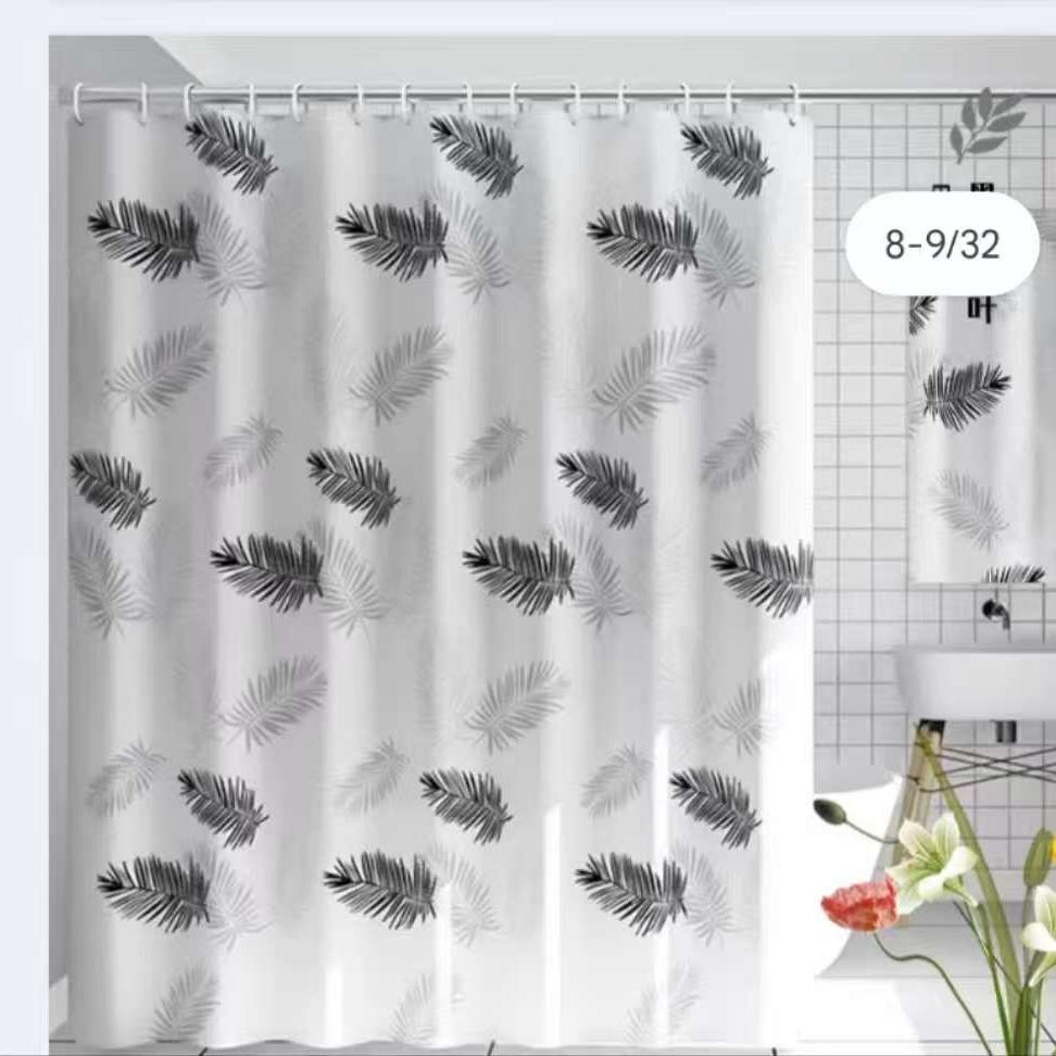 Shower Curtain with Hooks 180 x 200 cm Waterproof Bathroom Curtain