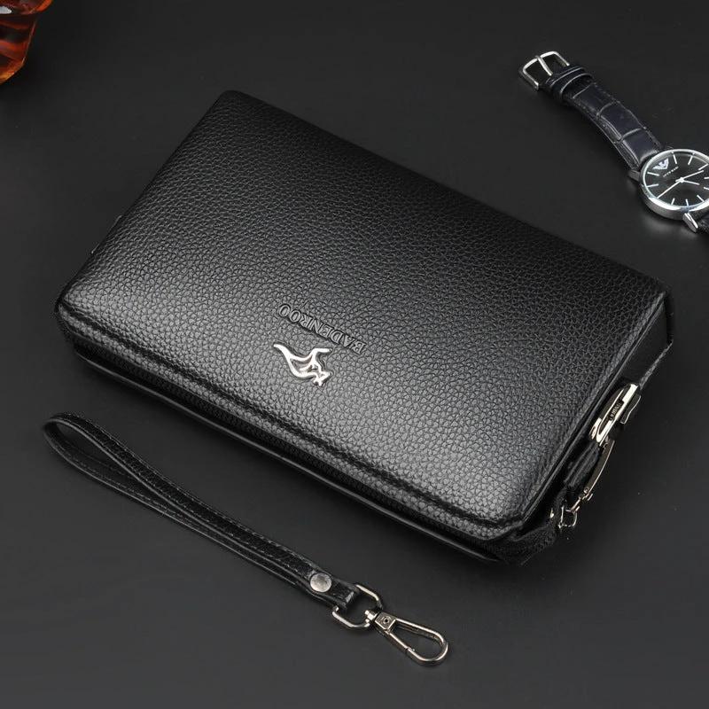 Unisex Pure Leather Clutch Bag with Lock Bags and bagpacks Clutch Bags