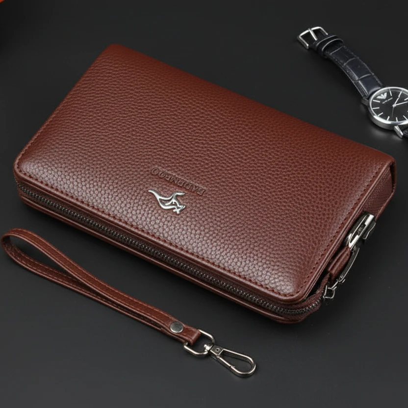 Unisex Pure Leather Clutch Bag with Lock Bags and bagpacks Clutch Bags