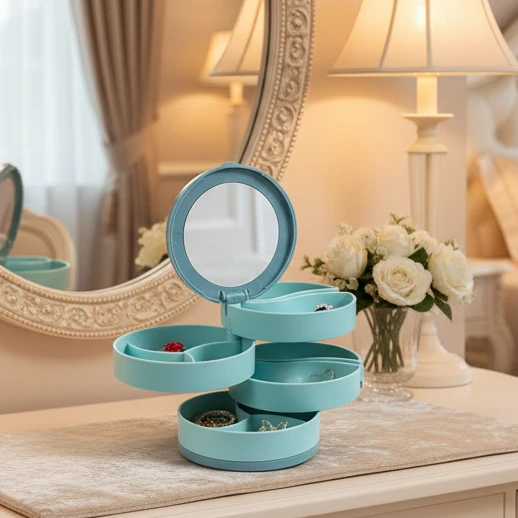 Rotating Multi Layer Jewelry Storage Box with Mirror Jewellery box Jewelry Boxes