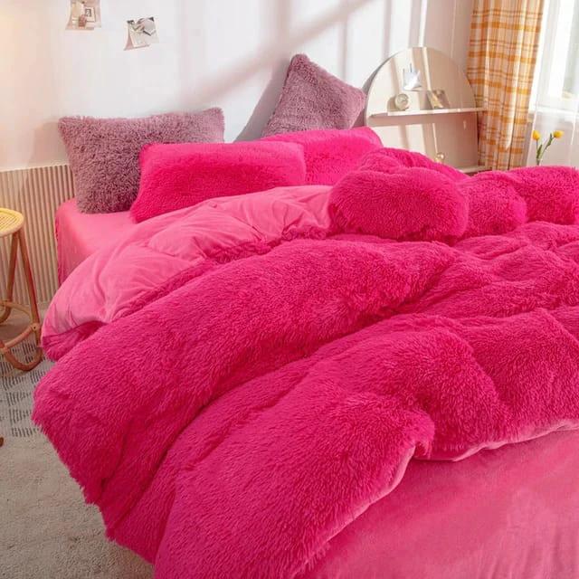 6pcs Luxury Velvet Plush Fluffy Duvet Set 6x6 with Fleece Bedsheet and Pillowcases Bedding