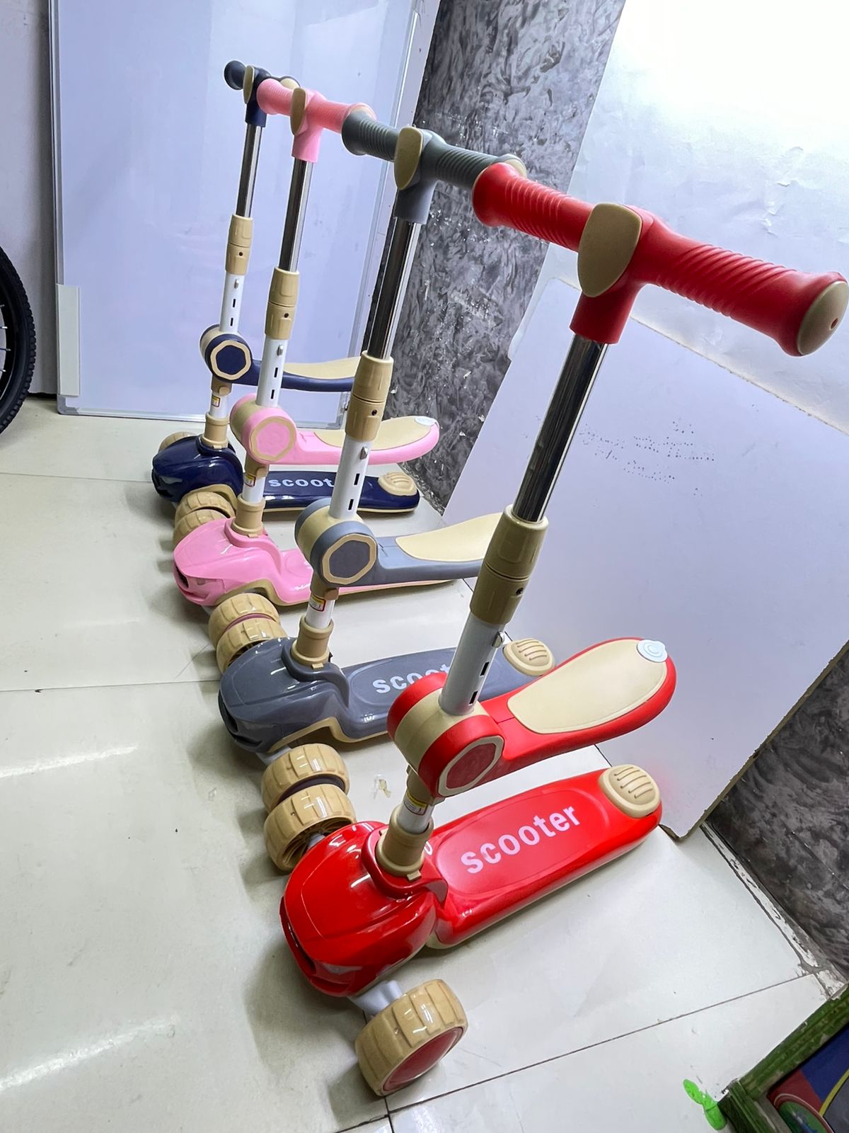 Foldable Kids Scooter with Seat LED Lights and Music