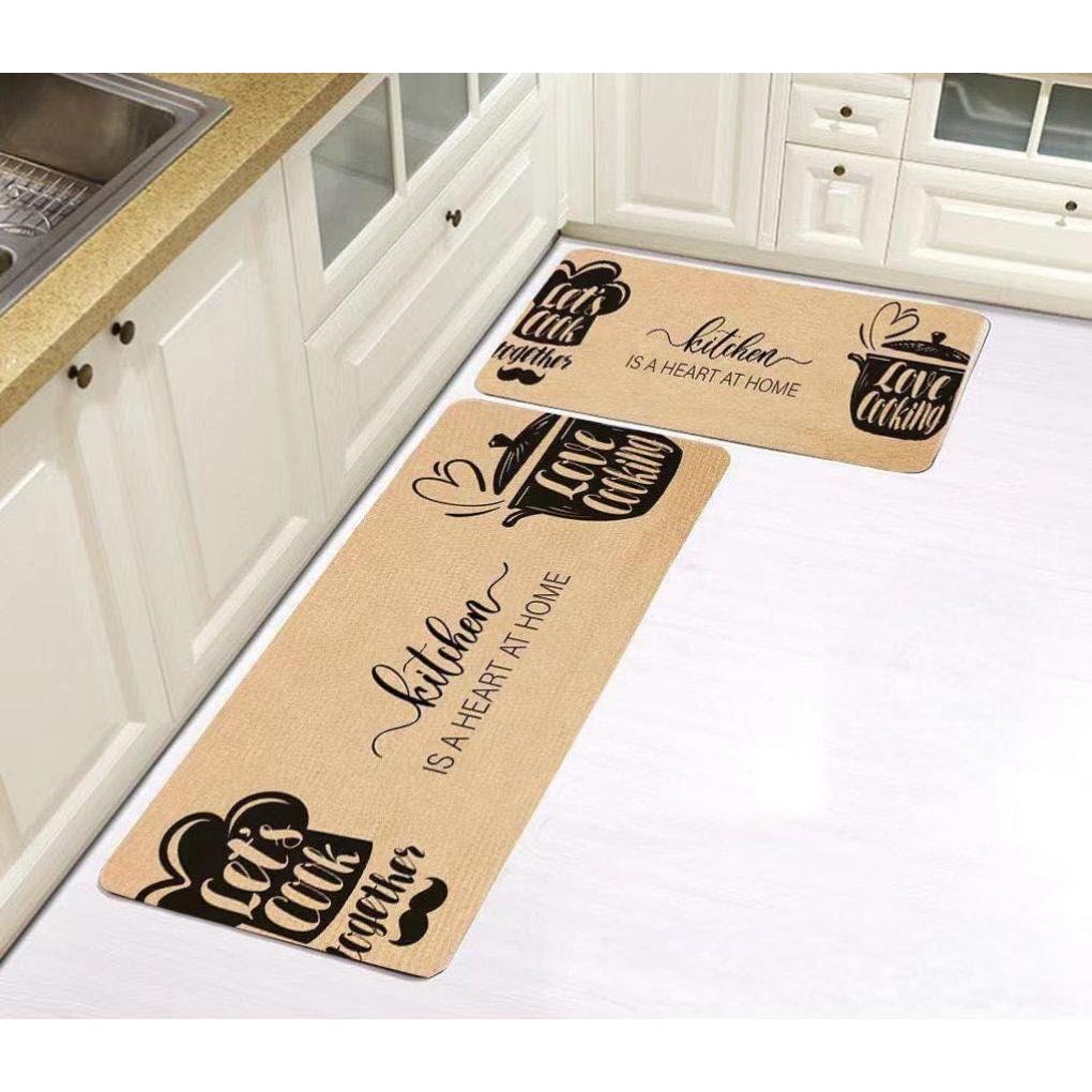 Big Size 2pc Kitchen Mats with Super Anti-Slip Rubber Bottom