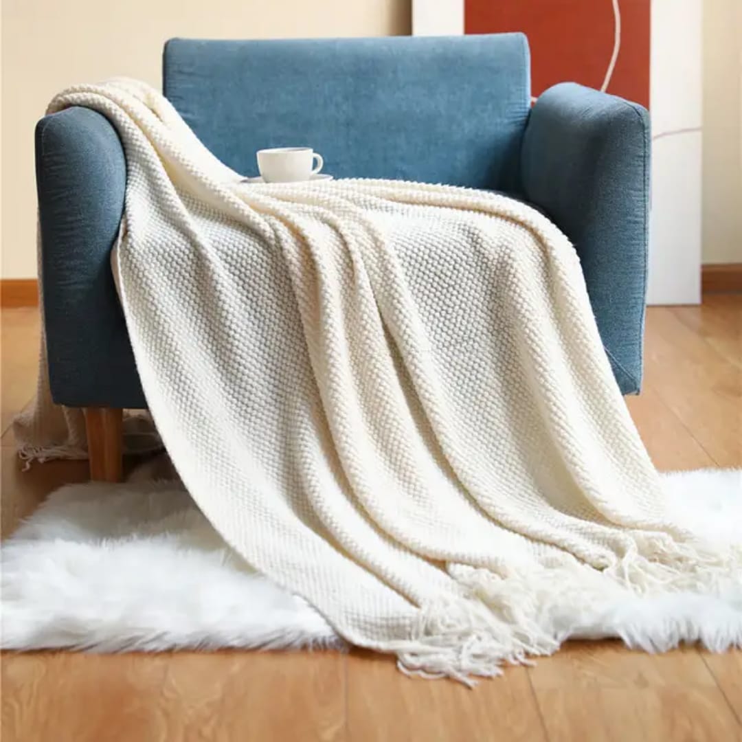 Knitted Tassel Throw Blanket Acrylic Cashmere Decorative Sofa and Bed Shawl