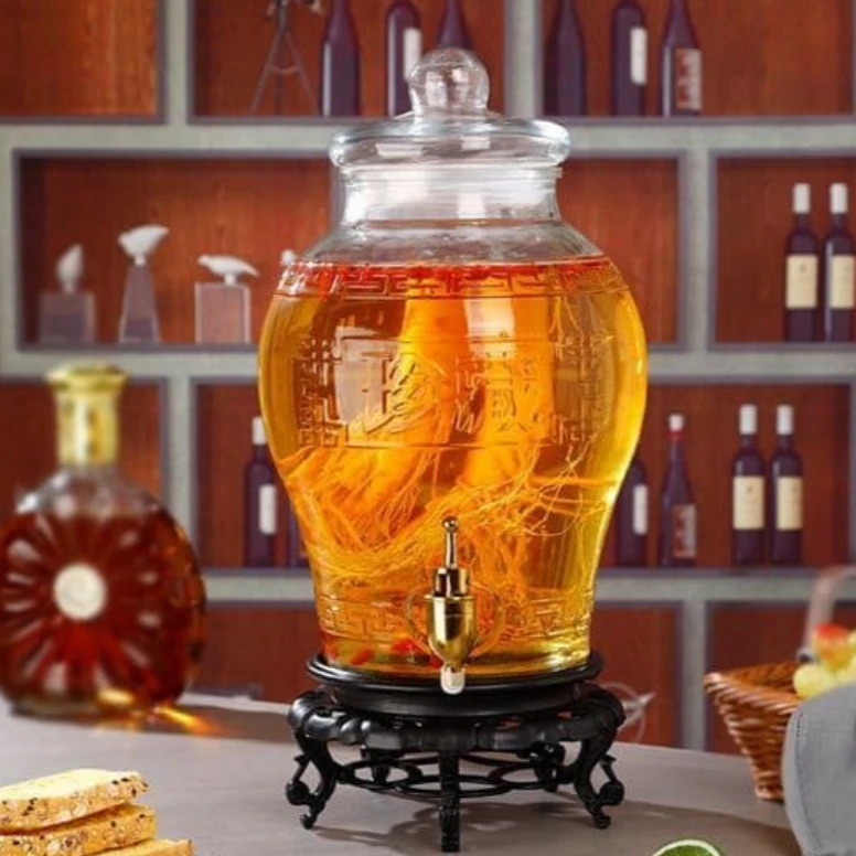 5 Liter Glass Beverage Dispenser with Faucet and Decorative Stand Kitchen & Dining Beverage Dispensers