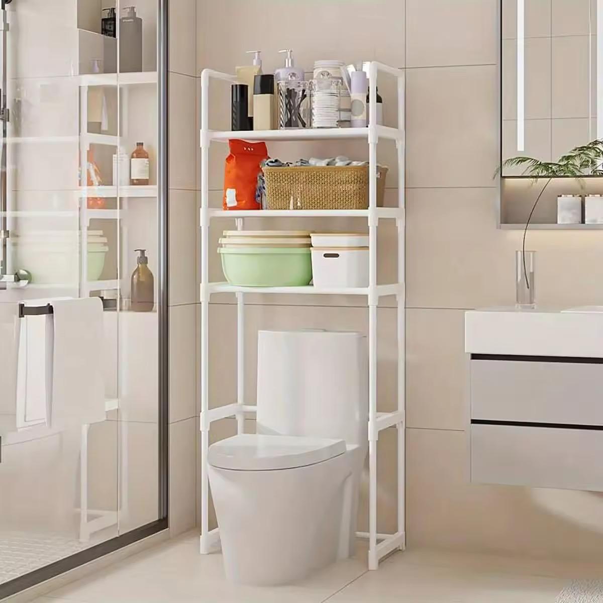 3 Layer Over Toilet Storage Rack White Bathroom Organizer Shelf