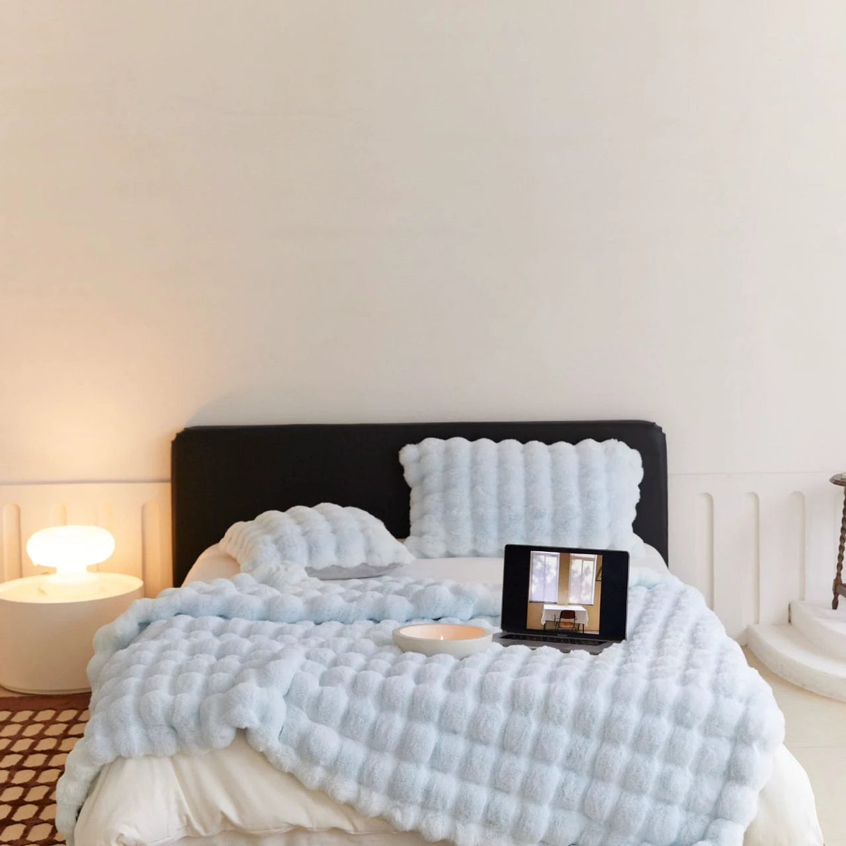 Luxurious Double Layer Faux Furry Bubble Blanket 180×200cm beddings Blankets