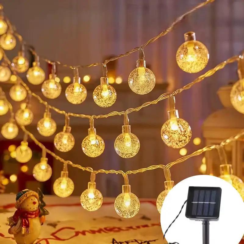 12M Solar Powered Outdoor Ball String Christmas Lights