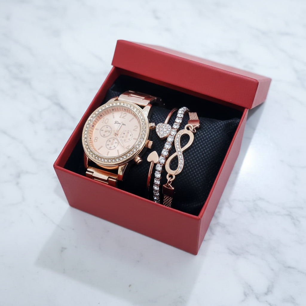 4 in 1 Infinity Watch Set – Elegant Ladies Set Jewelry Sets