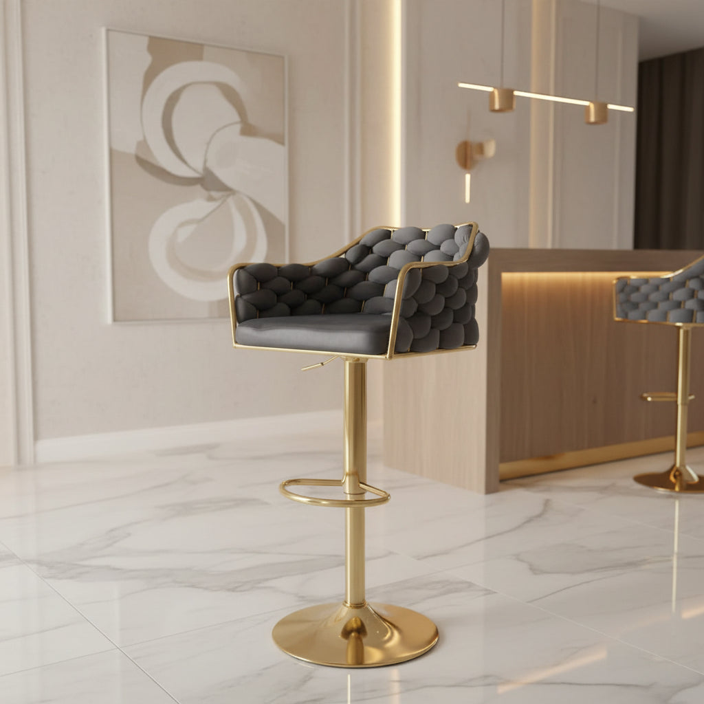 Luxury Braided Velvet Adjustable Bar Stool
