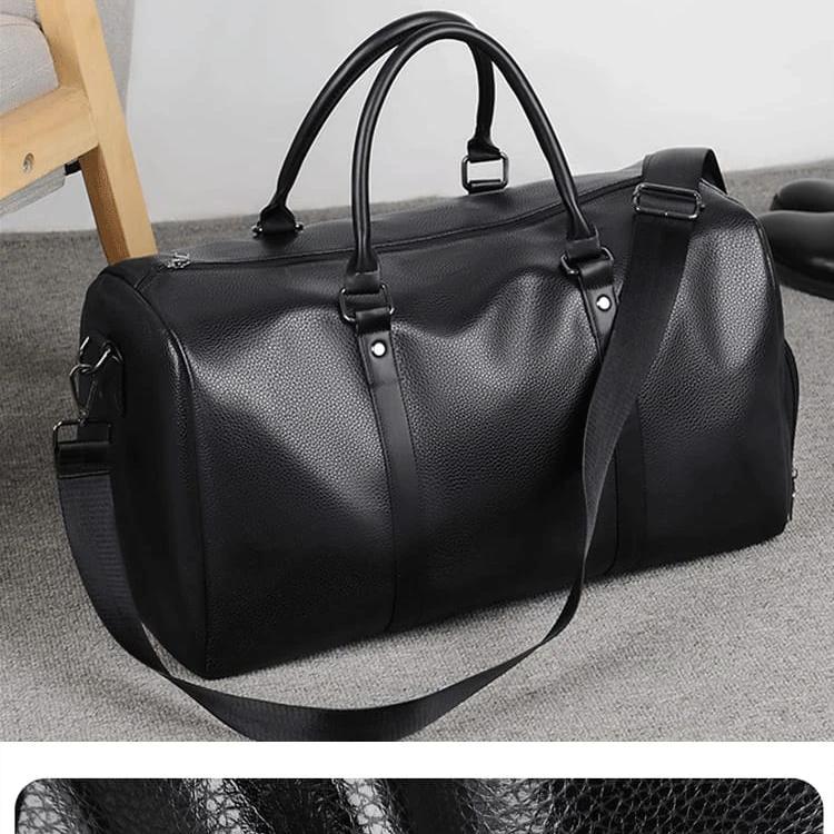 Retro PU Leather Short Trip Travel Bag – Large Capacity Waterproof Bag with Shoe Compartment Travel bag Gym Duffel Bags