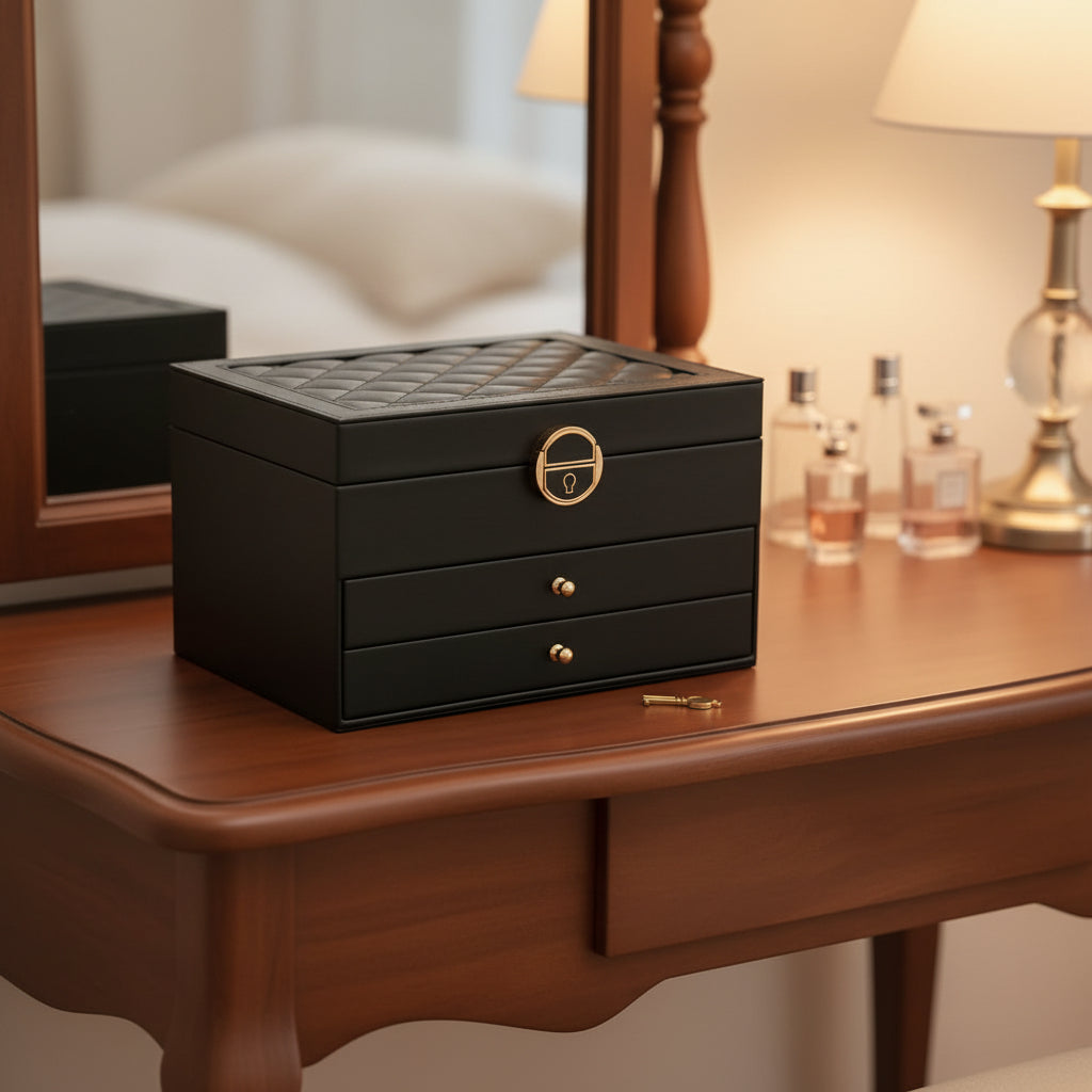 3-Layer Leather Jewelry Storage Box Jewelry box Jewelry Boxes