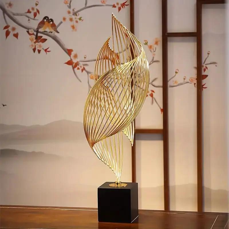 Large Gold Metal Flame Sculpture Sculpture Sculptures & Statues
