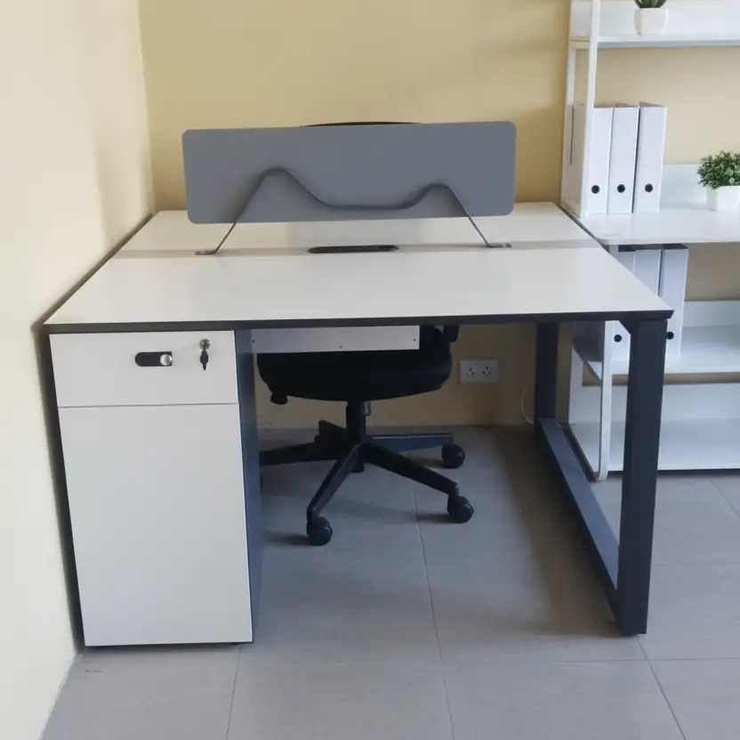 Modern Office Workstation Desk with Privacy Panel & Lockable Drawer Office furniture