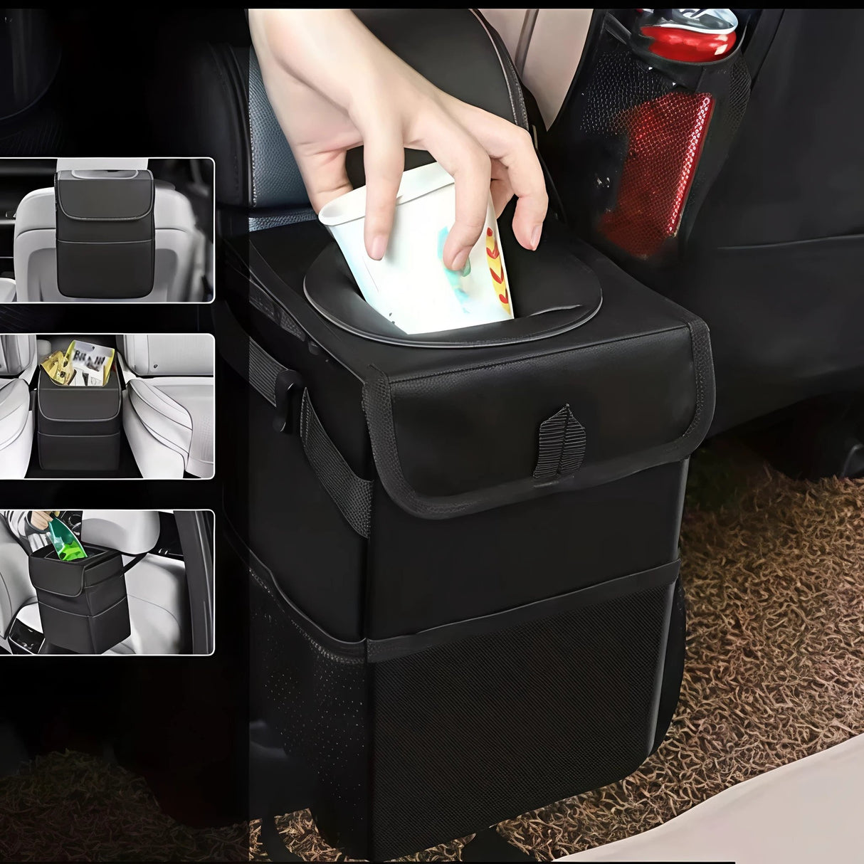 Foldable Leakproof Car Trash Can Organizer with Waterproof Lining 30×20×20cm Car trash can Vehicle Organizers