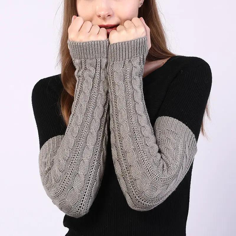 Cable-Knit Long Fingerless Arm Warmer Gloves Arm warmers Arm Warmers & Sleeves