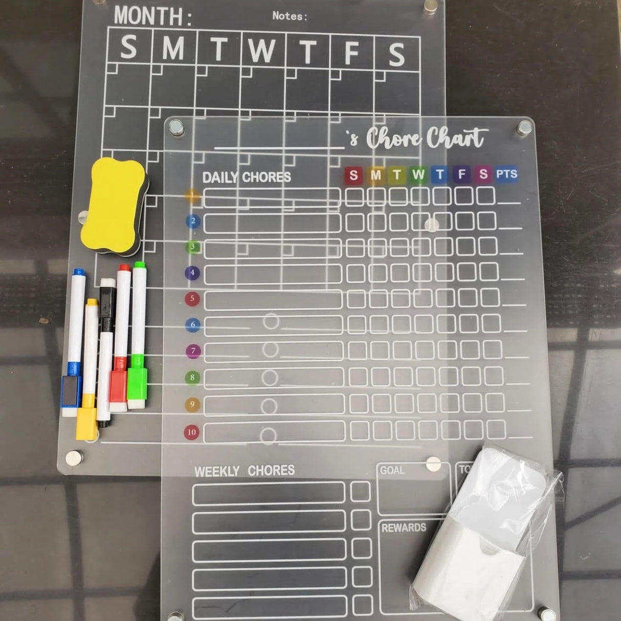 Magnetic Chores Planner 2-Piece Set with Pens and Eraser Home organizer Storage & Organization