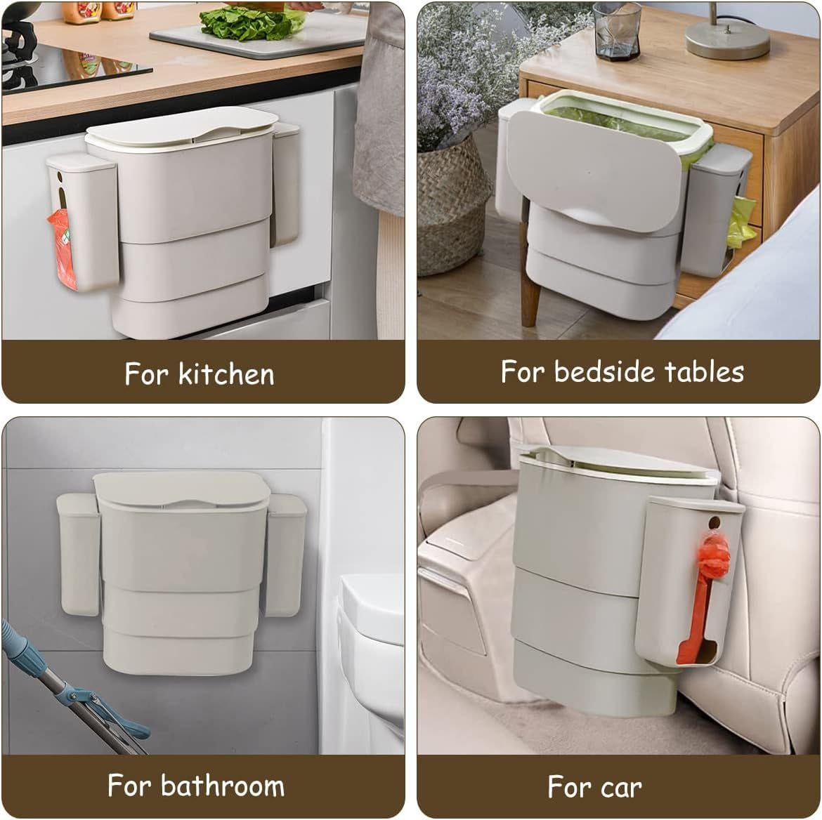 Foldable Kitchen Hanging Dustbin with 2 Trash Bag Storage Cans