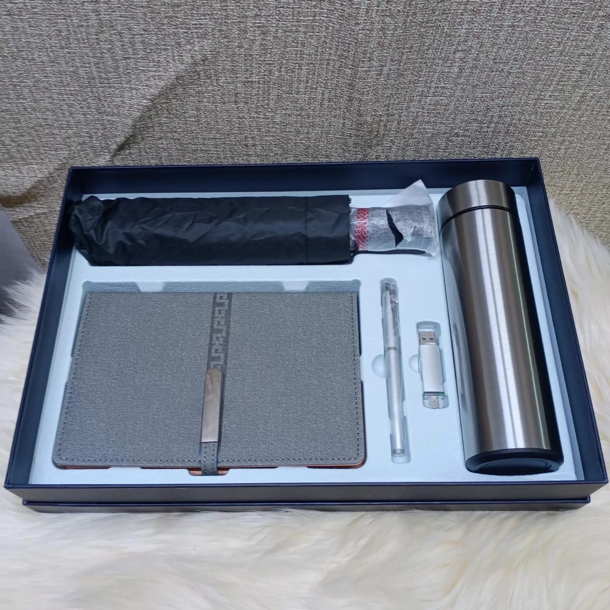 5 in 1 Corporate Luxurious Gift Pack with Umbrella, Notebook, USB and Flask Gift pack Gift Giving