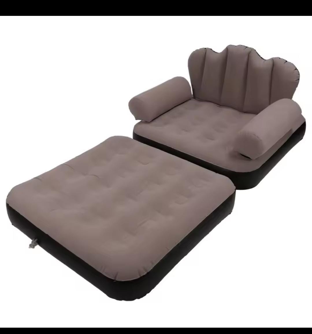 5 in 1 Inflatable Couch Lazy Sofa Bed with L-Shaped Armrest and Pull-Out Design