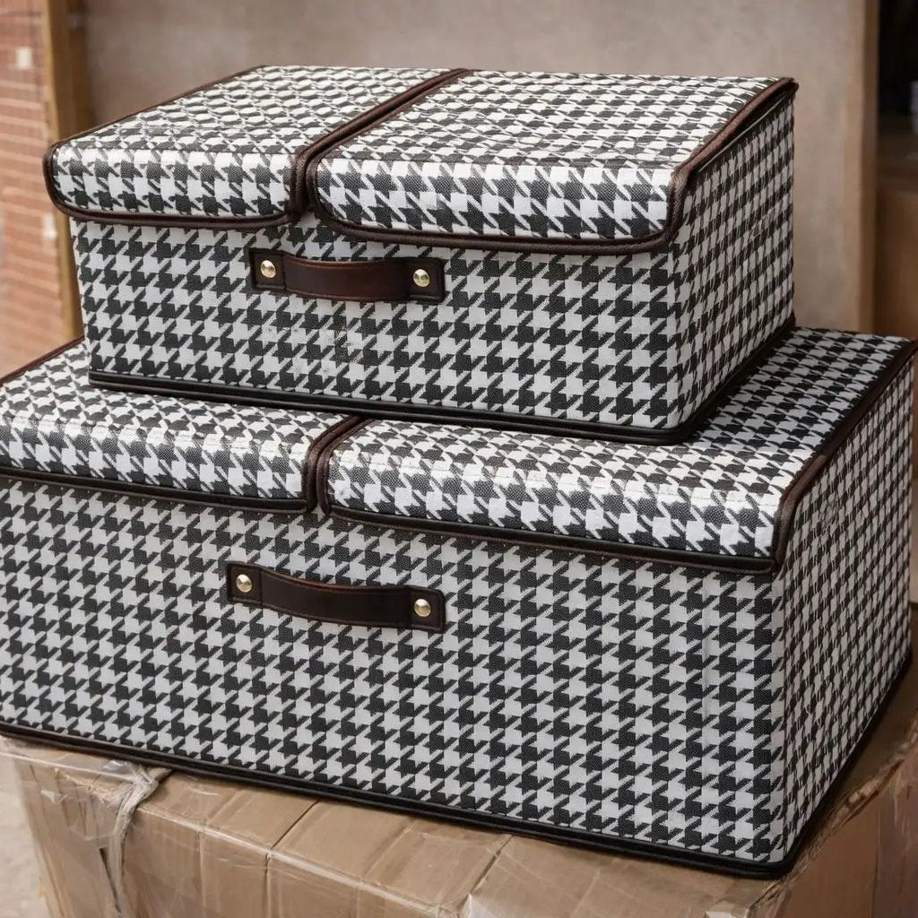 Decorative Storage Boxes 2 Piece Set with Lids Closet Organizers