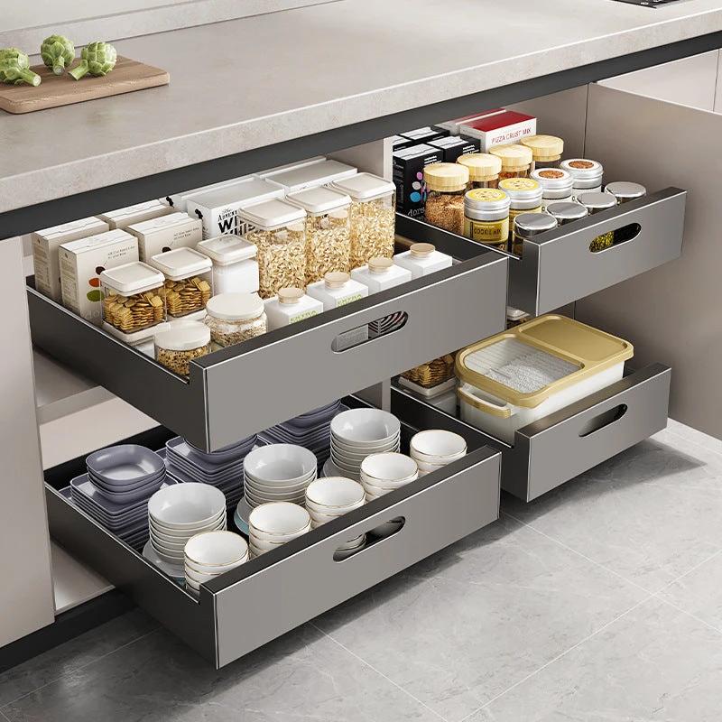 Pull Out Cabinet Drawer Organizer Heavy Duty Carbon Steel Drawer organizer Kitchen Cabinet Organizers