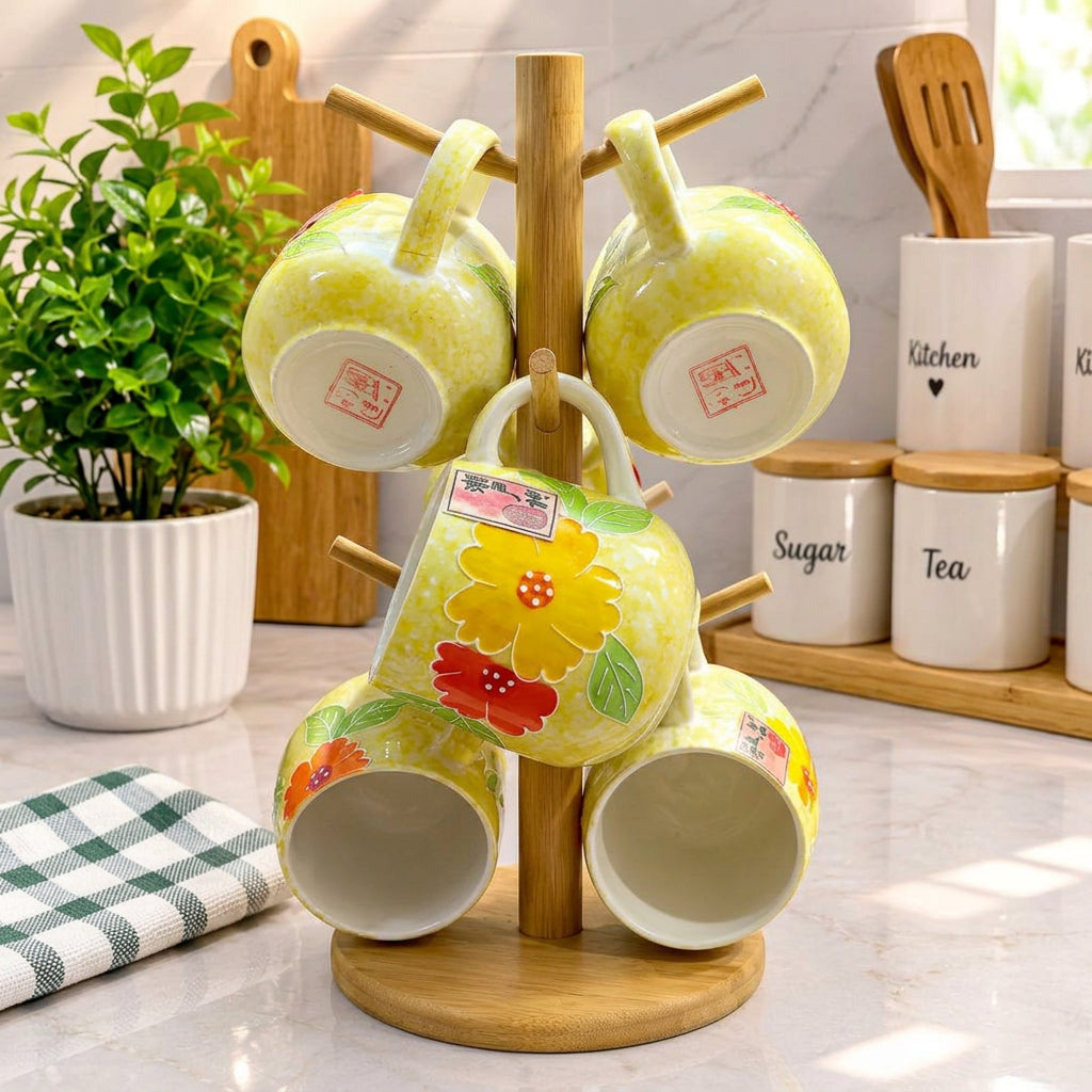 450ml Hand Painted Flower Mug Cups & Mugs Mugs