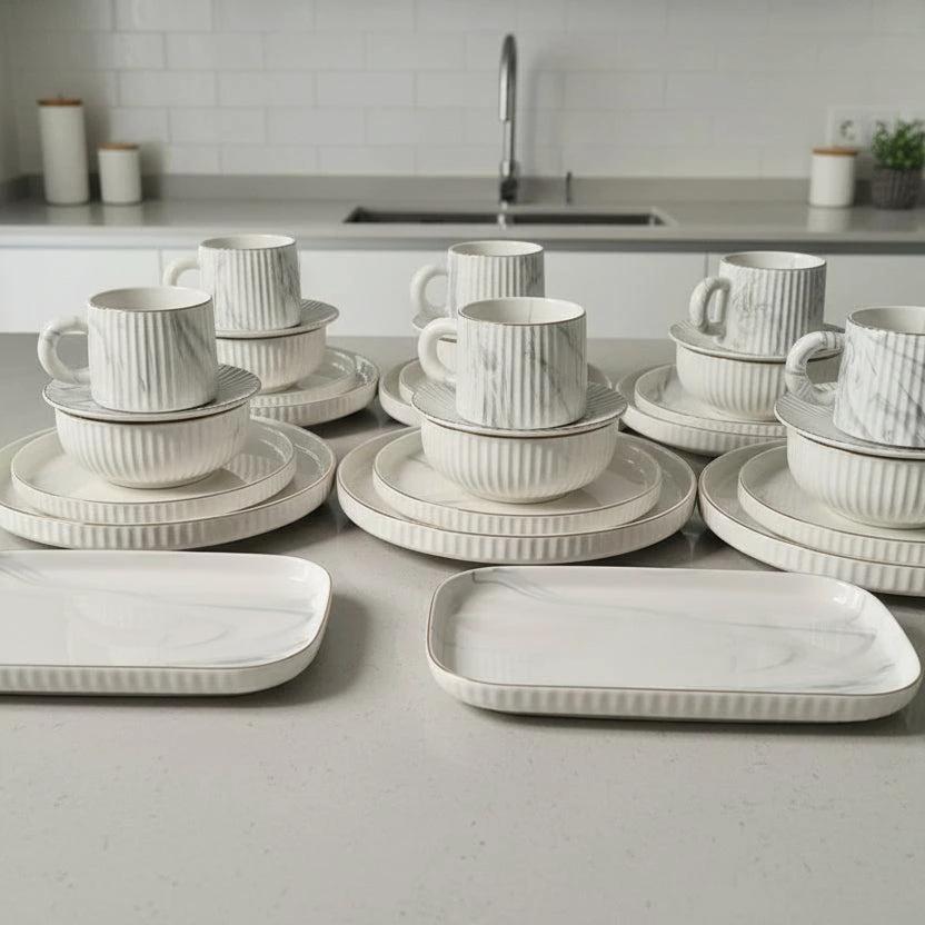 Elegant European Porcelain 32-Piece Dinner Set with Large 380ml Mugs Dinner set Dinnerware Sets