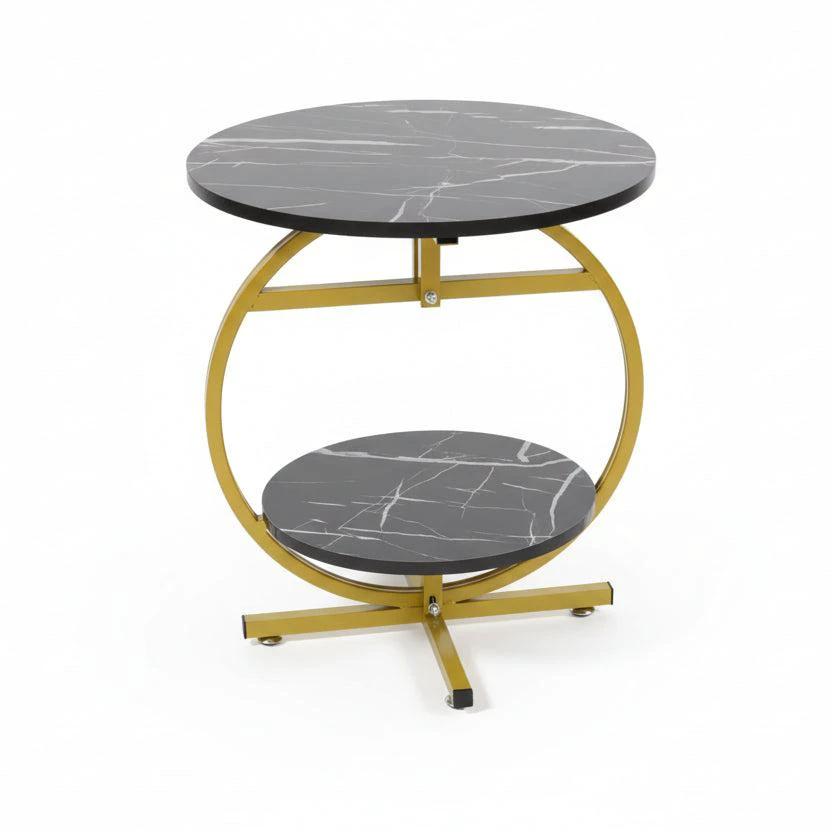 2 Layer Minimalist Marble Effect Side Table Coffee table End Tables