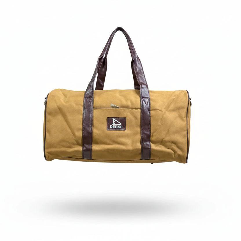Trendy DEEKE Travel Duffel Bag – Durable Canvas with Faux Leather Straps for Gym & Travel Duffle bag