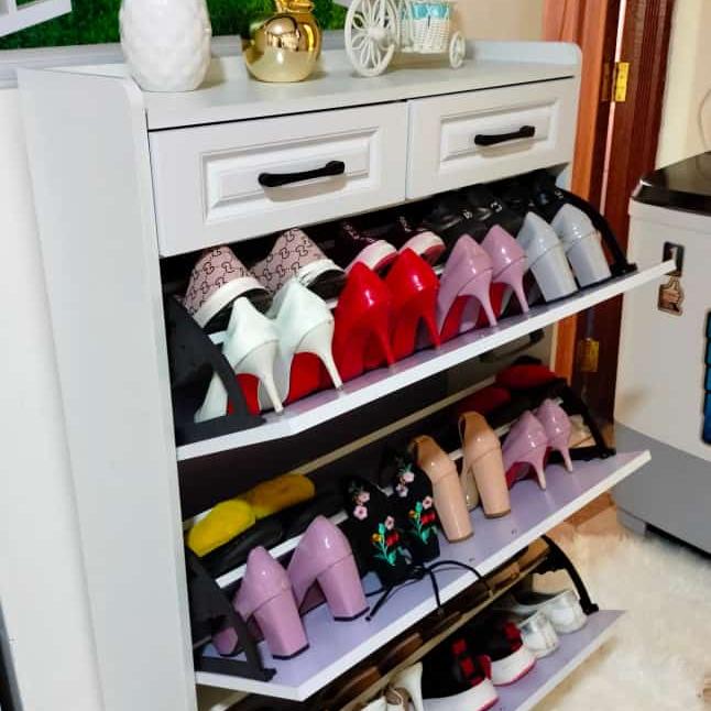 Bucket Flip Shoe Cabinet Space Saving Multi Layer Shoe Storage