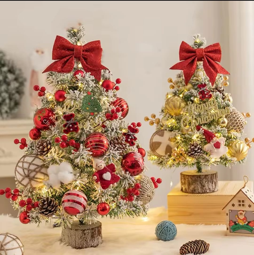 Tabletop Christmas Tree with Decor and Lights – 45cm Height