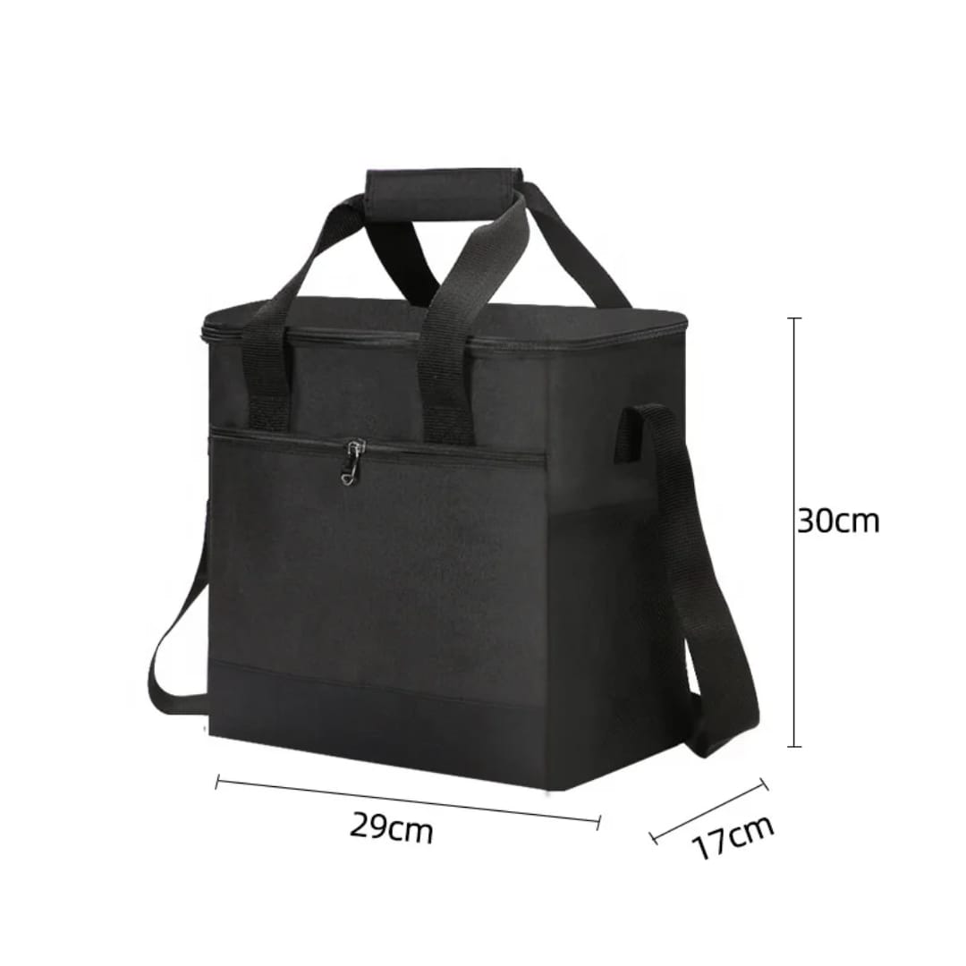 Large Capacity 15L Thermal Insulated Cooler Lunch Bag Black