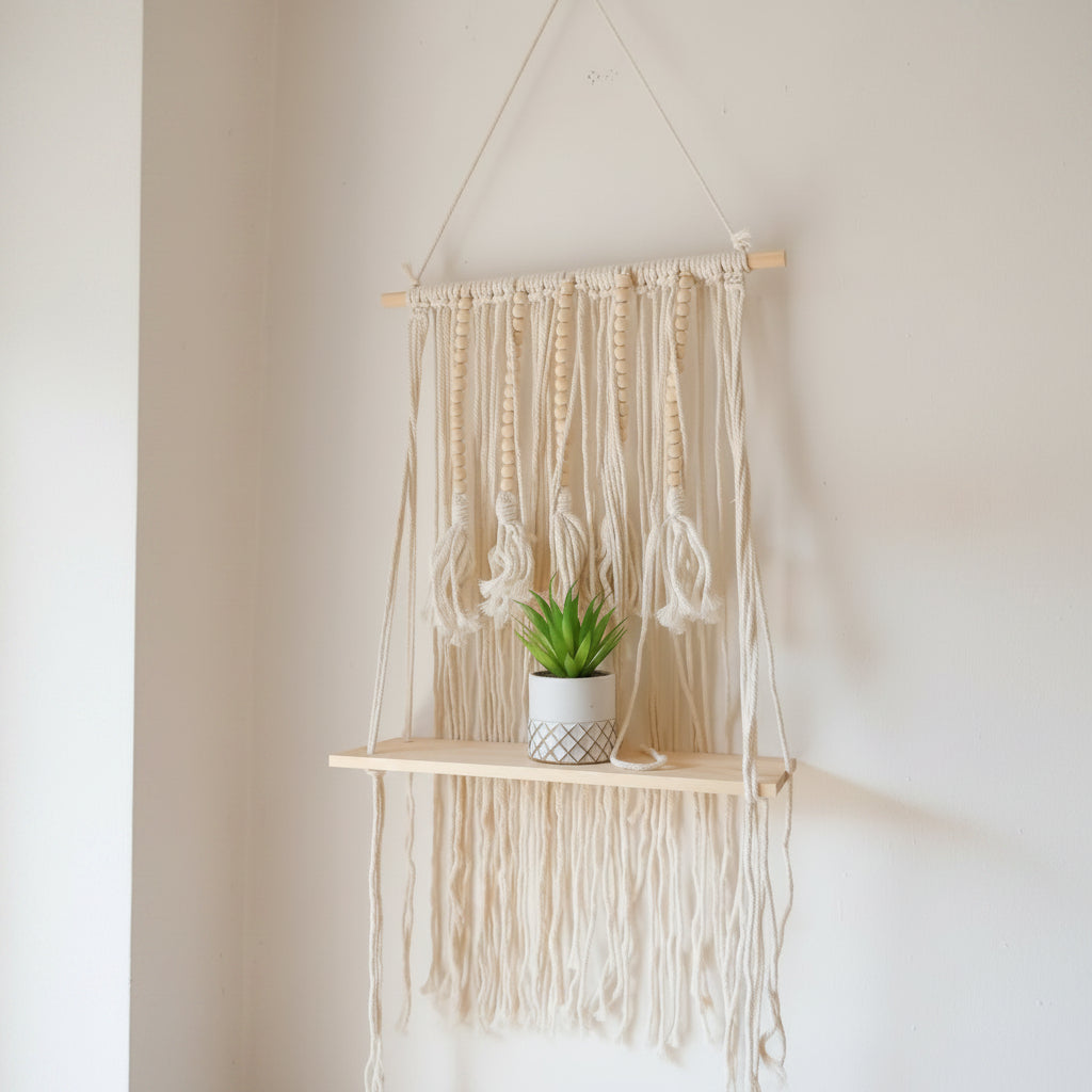 Nordic Macrame Wall Hanging Shelf Wall hanging shelf Shelving