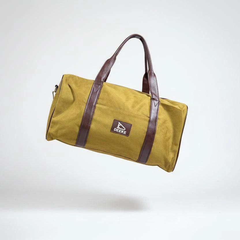 Trendy DEEKE Travel Duffel Bag – Durable Canvas with Faux Leather Straps for Gym & Travel Duffle bag
