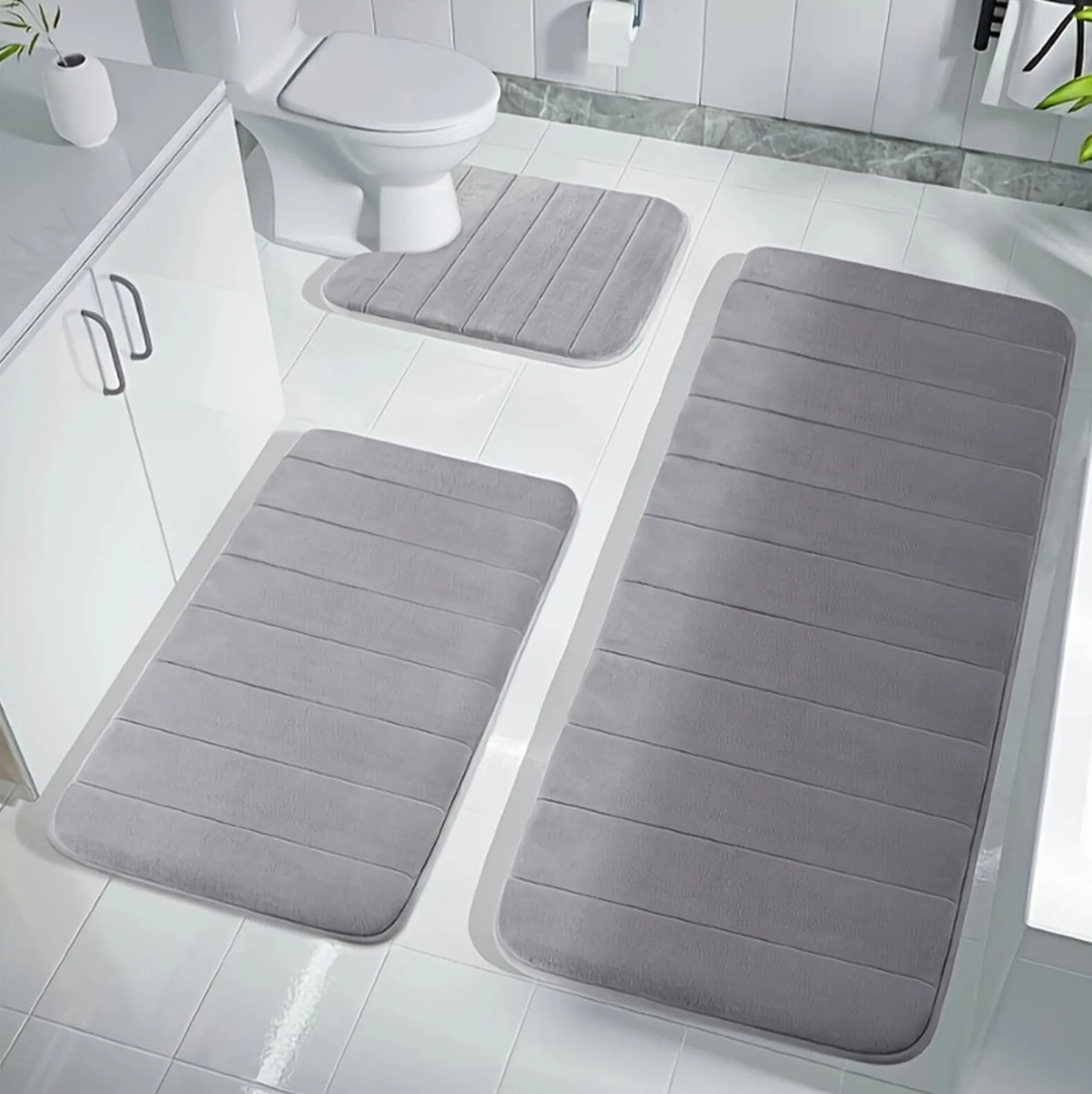 3pcs Super Absorbent Non Slip Bathroom Mat Set