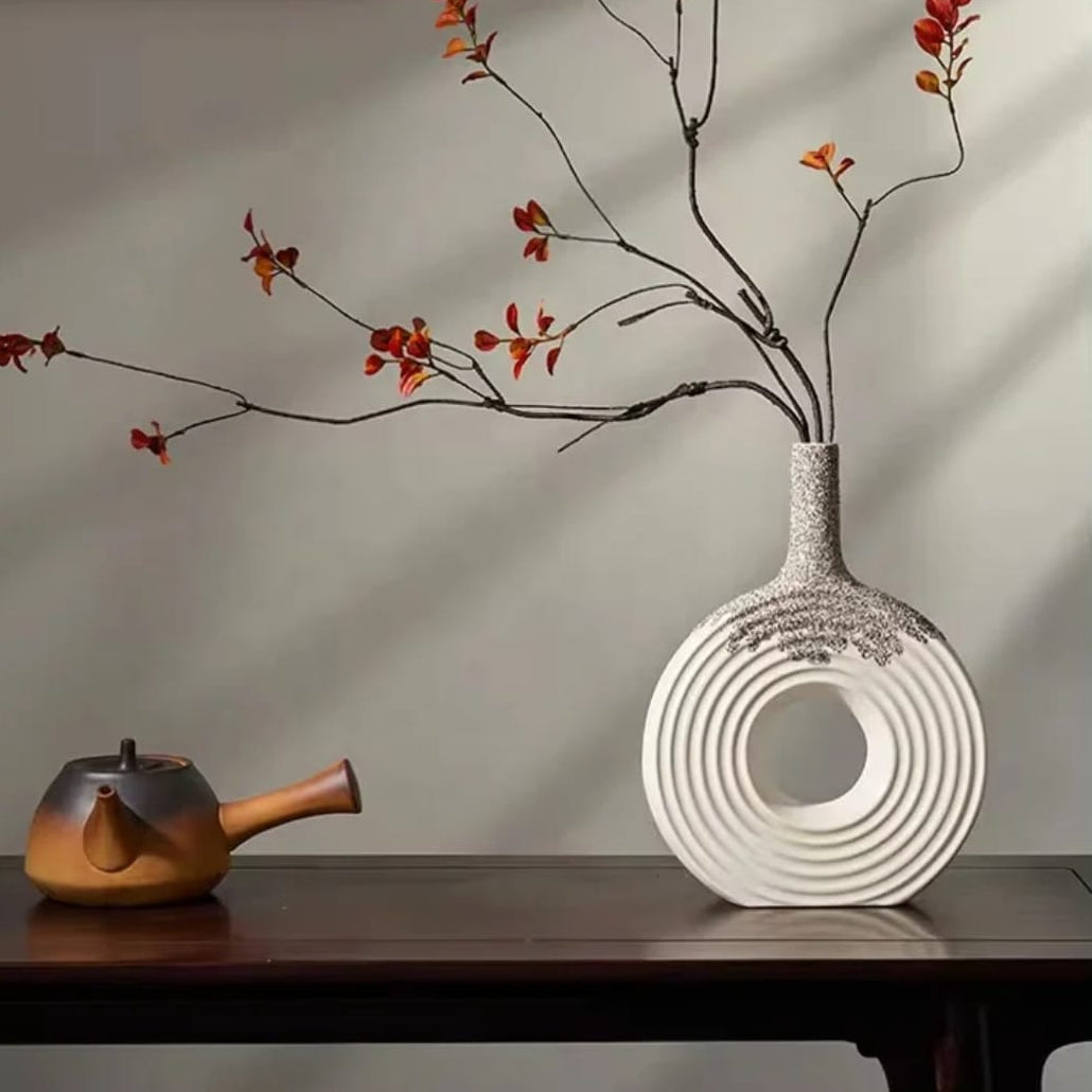 Decorative Textured White Ceramic Vase Ceramic vase Vases