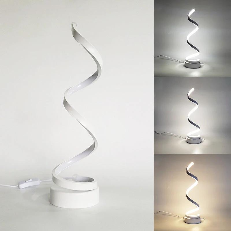 White Vertical Spiral LED Table Lamp Lighting Desk Lamps