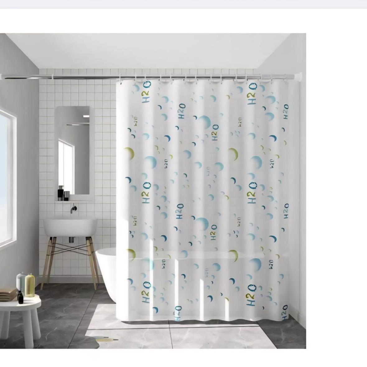 Shower Curtain with Hooks 180 x 200 cm Waterproof Bathroom Curtain