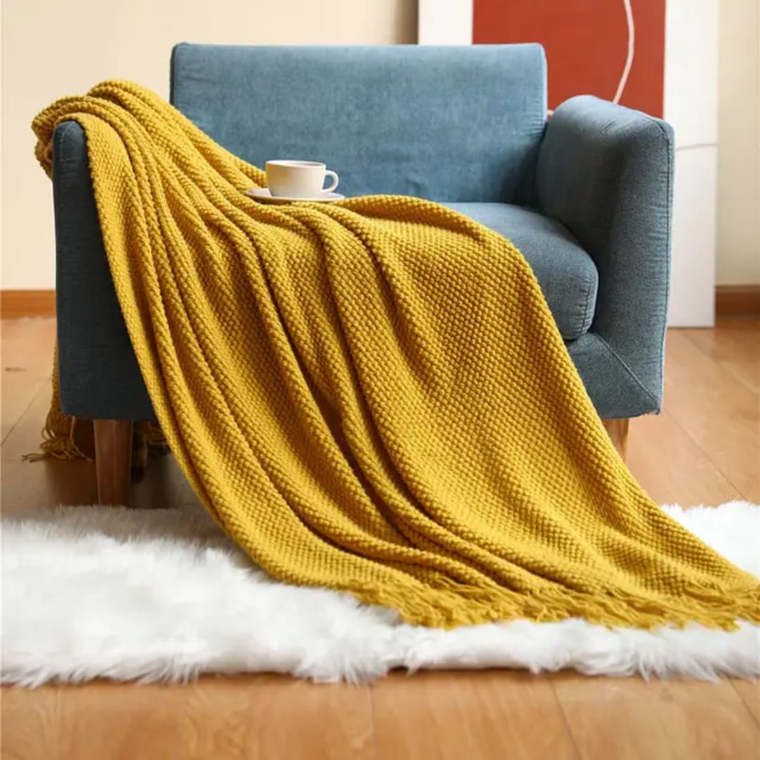 Knitted Tassel Throw Blanket Acrylic Cashmere Decorative Sofa and Bed Shawl