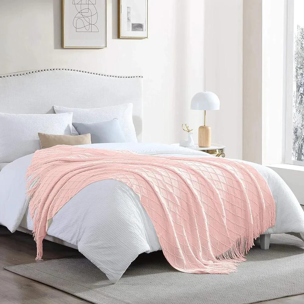 High-Quality Knitted Tassel Throw Blanket Acrylic Cashmere Decorative Sofa and Bed Shawl Blankets