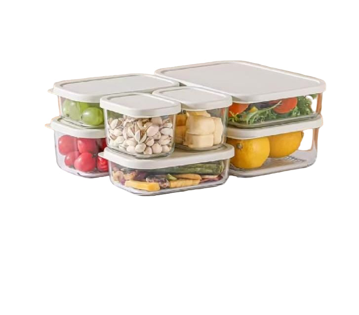 7pcs Food Grade Glass Lunch Box Set – Microwave, Dishwasher & Oven Safe