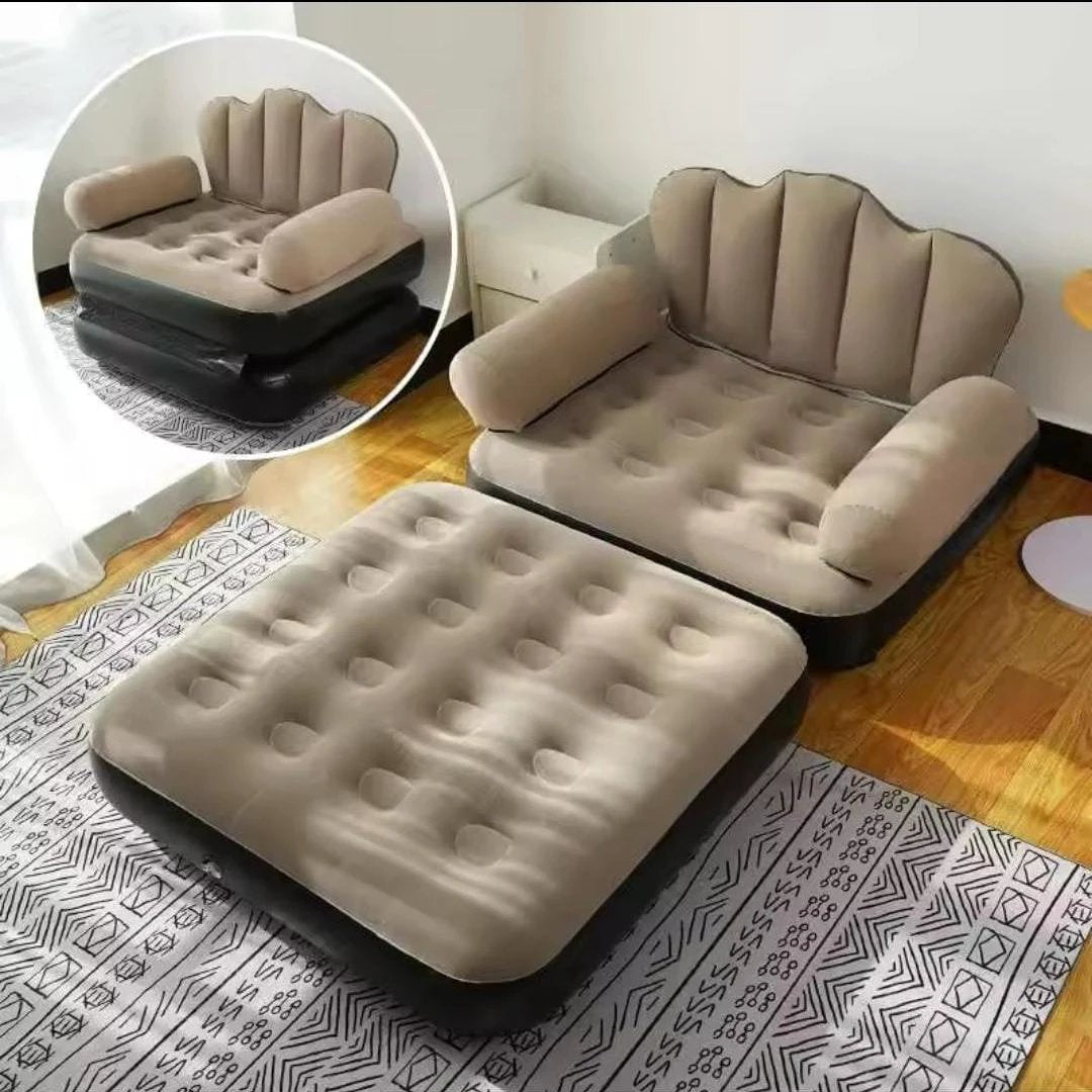5 in 1 Inflatable Couch Lazy Sofa Bed with L-Shaped Armrest and Pull-Out Design Lazy sofa Furniture